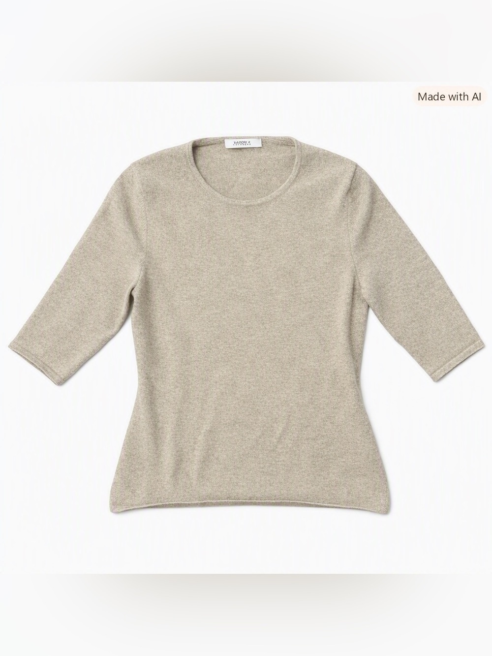 Kordan K 100% Cashmere Sweater Beige Oatmeal Crewneck Made in Mongolia M